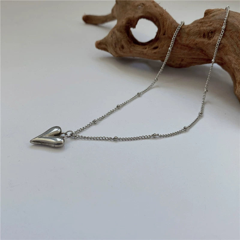 Just Lil Things Minimal Silver Heart Pendant Necklace on Delicate Chain jltn1629