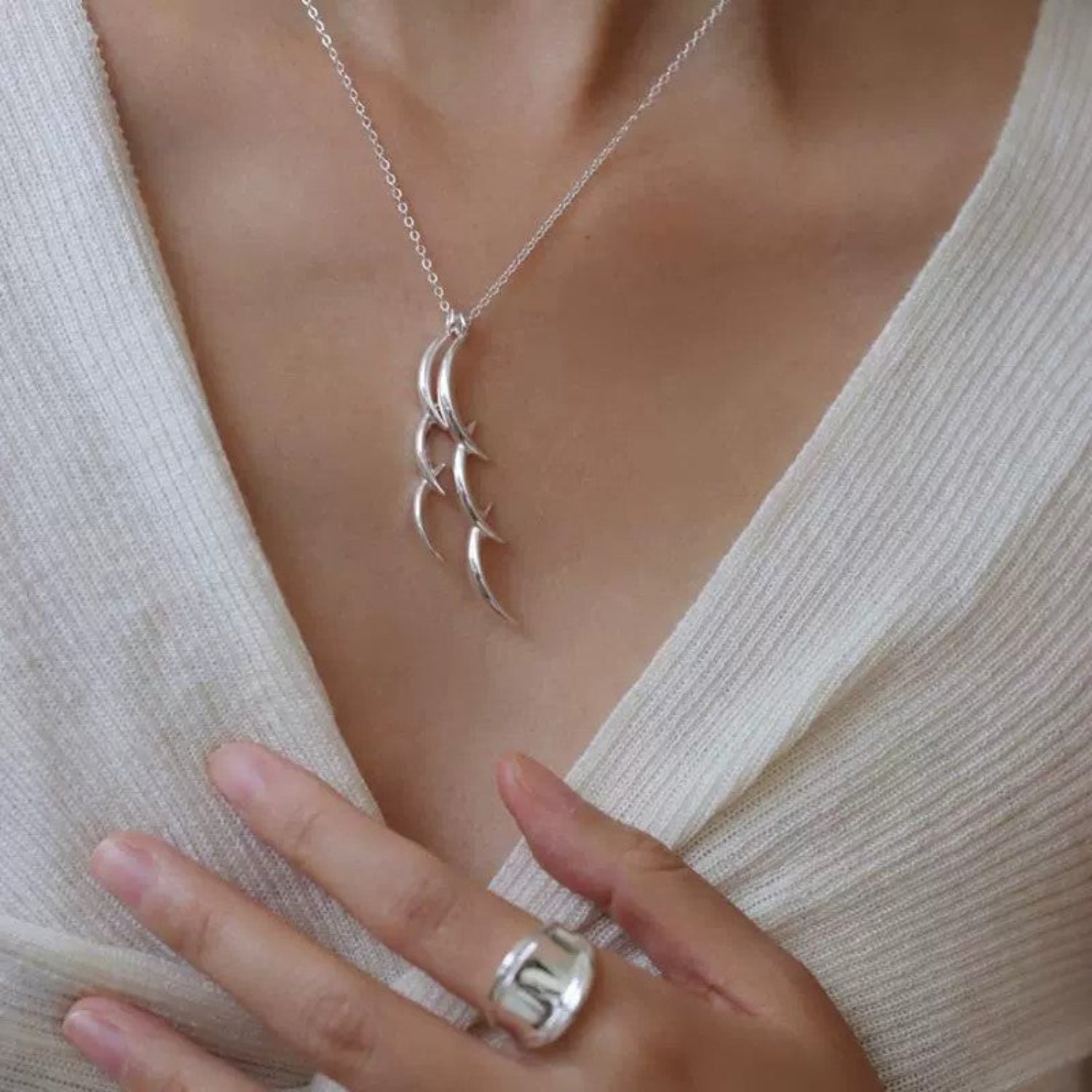 Just Lil Things Silver Crescent Layered Necklace jltn1638