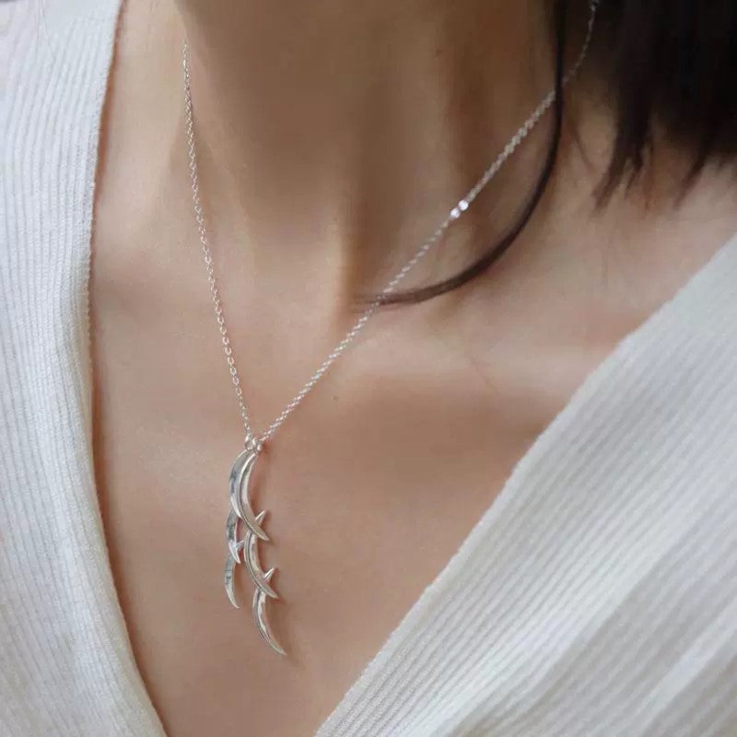 Just Lil Things Silver Crescent Layered Necklace jltn1638