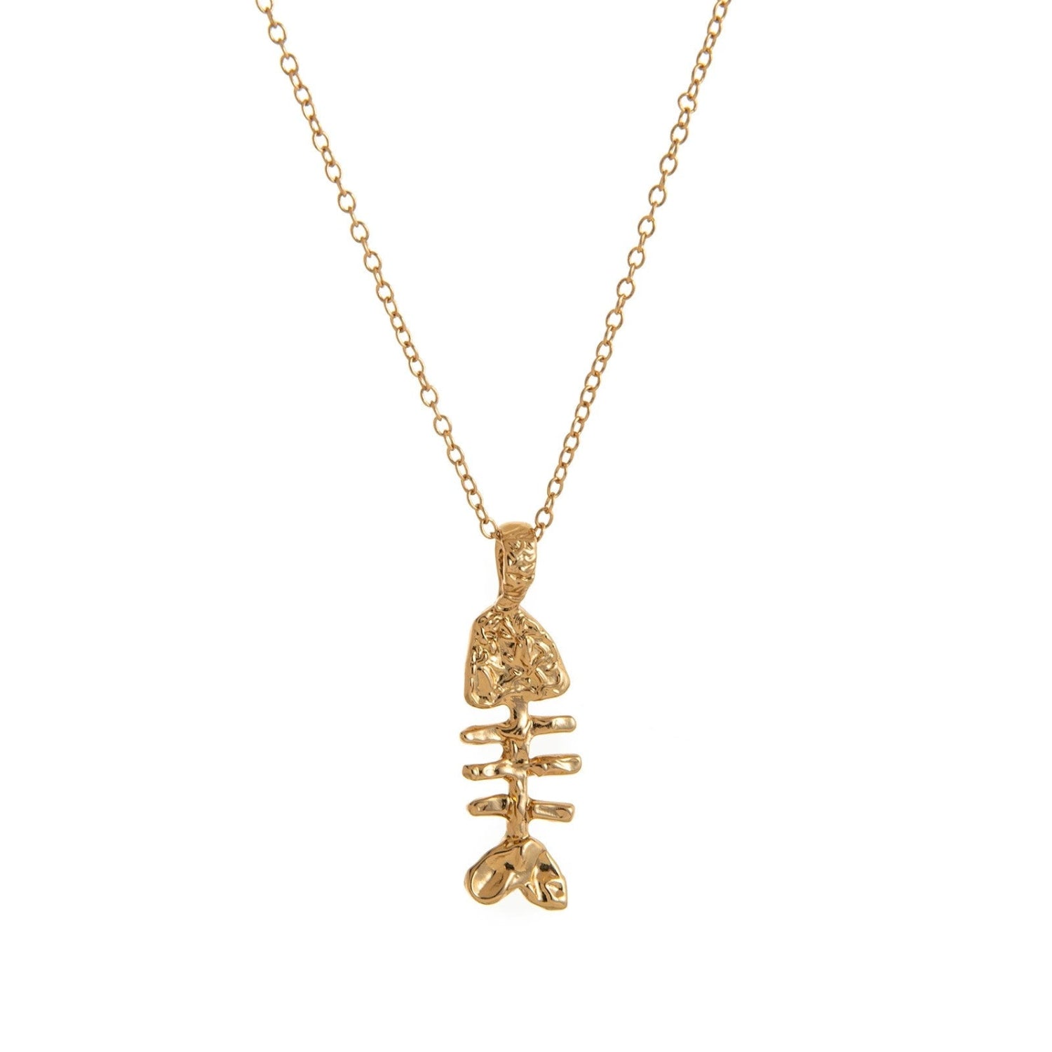 Just Lil Things Golden Fishbone Pendant Necklace jltn1642