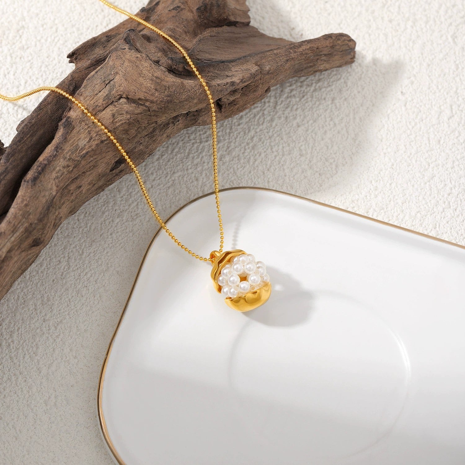 Just Lil Things Pearl Cluster Drop Pendant Necklace jltn1643