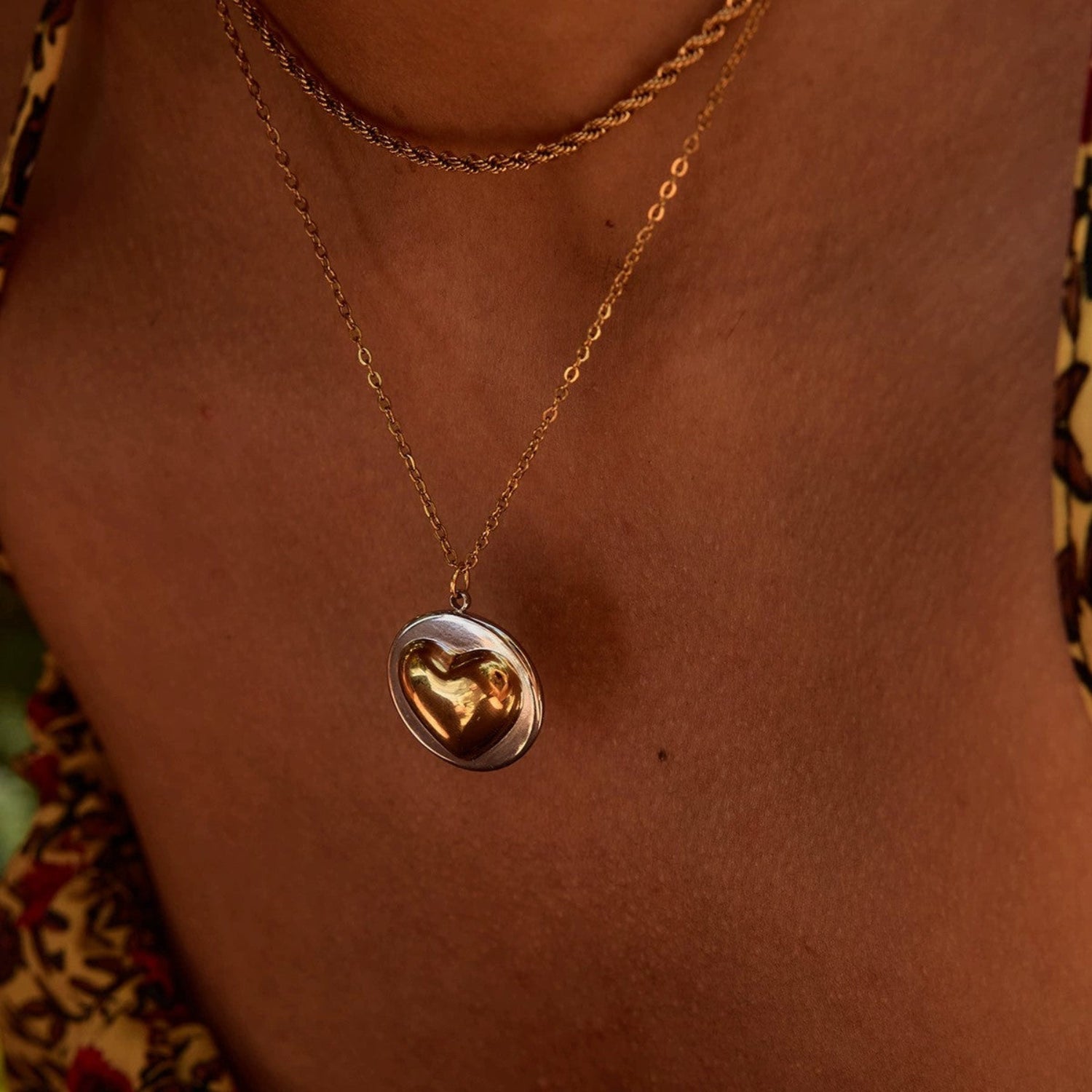 Just Lil Things Dual-Tone Puffy Heart Pendant Necklace jltn1644