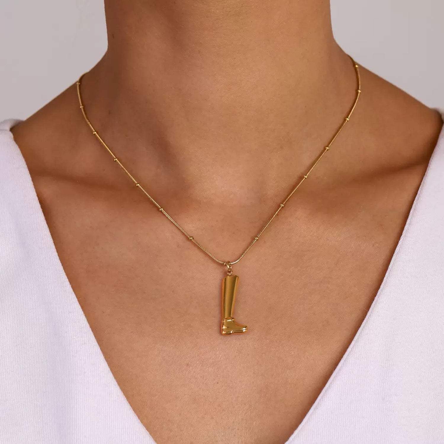 Just Lil Things Golden Boot Charm Necklace jltn1645