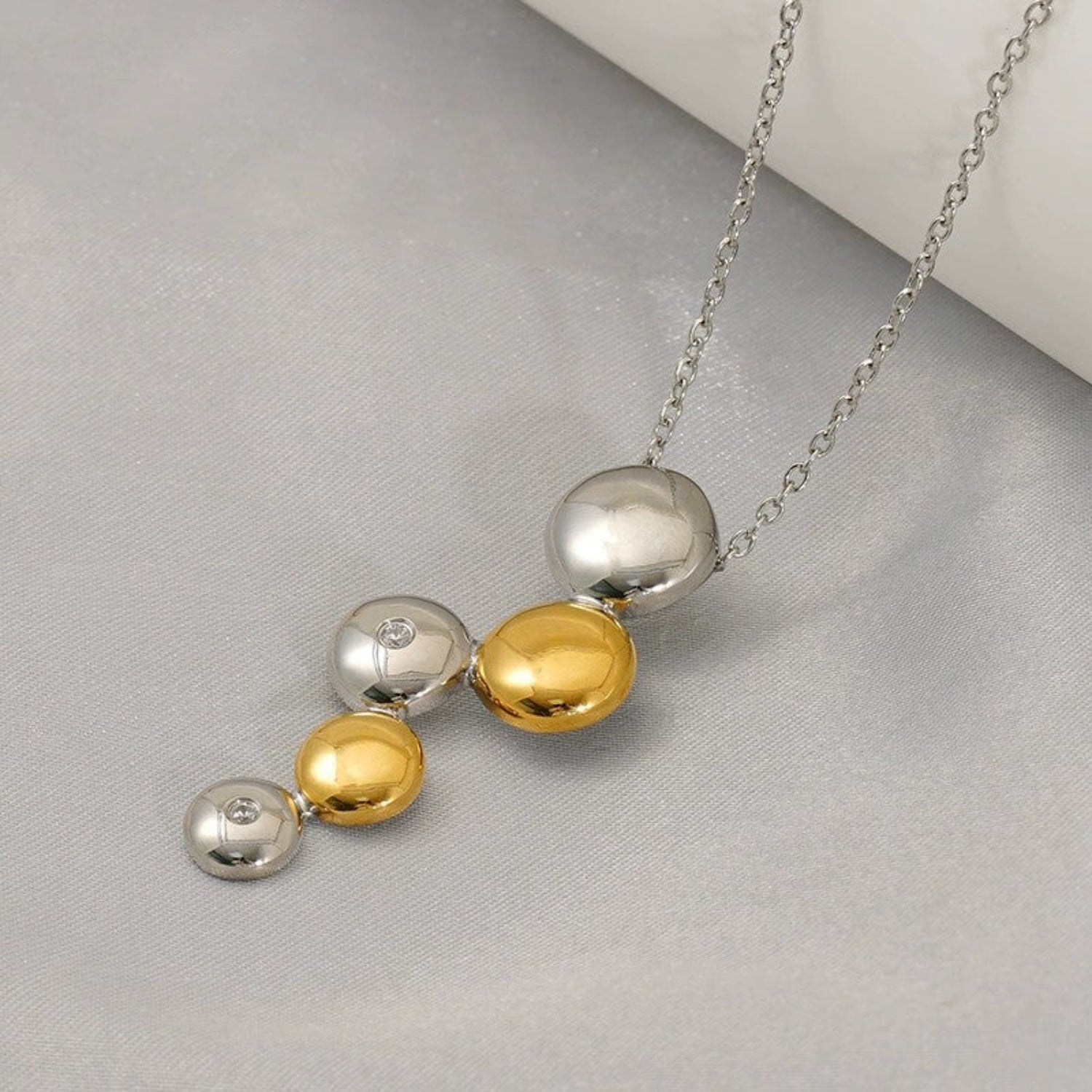 Just Lil Things Dual Tone Bubble Charm Necklace jltn1650