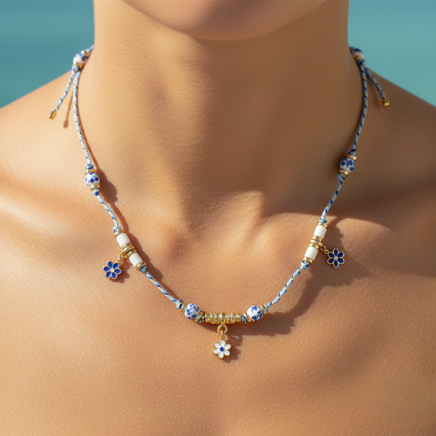Just Lil things Blue Blossom Charm Necklace jltn1653