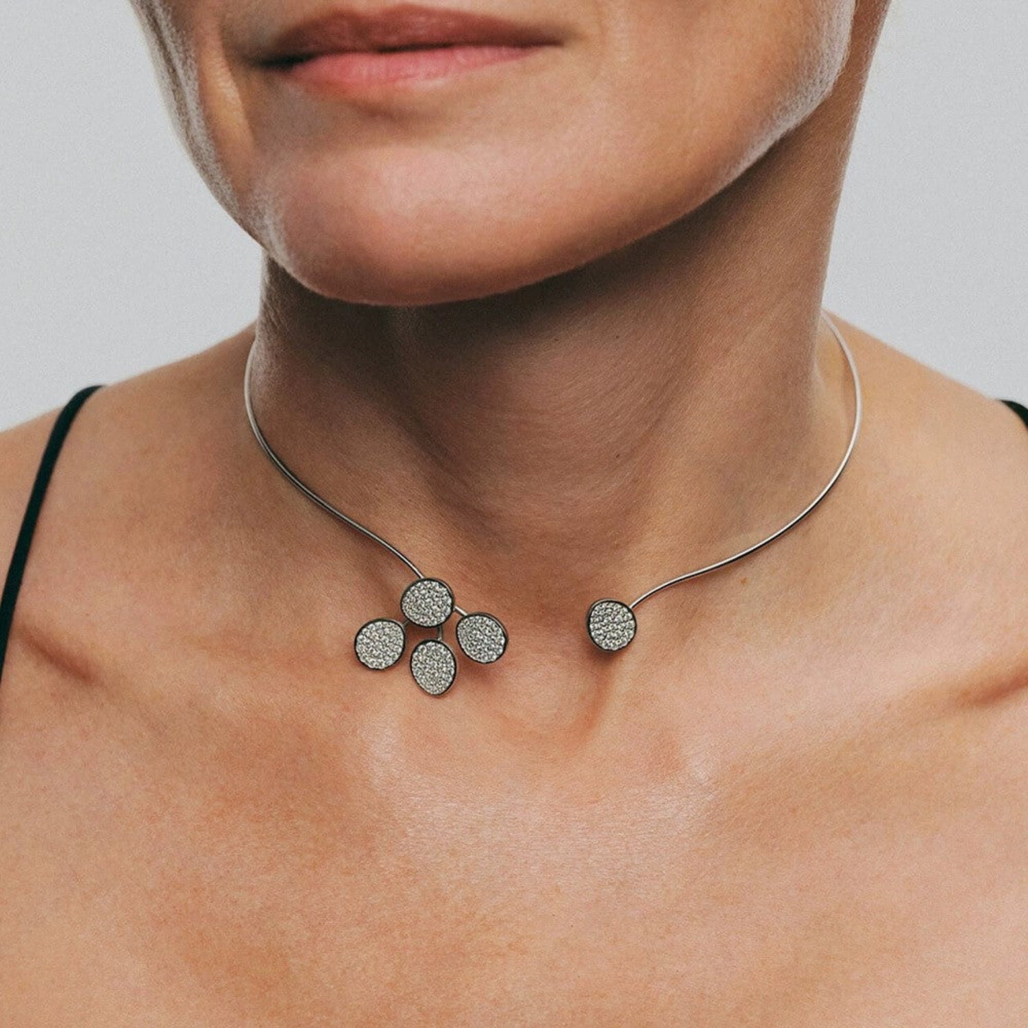 Just Lil Things Silver Bloom Open Choker Necklace jltn1660