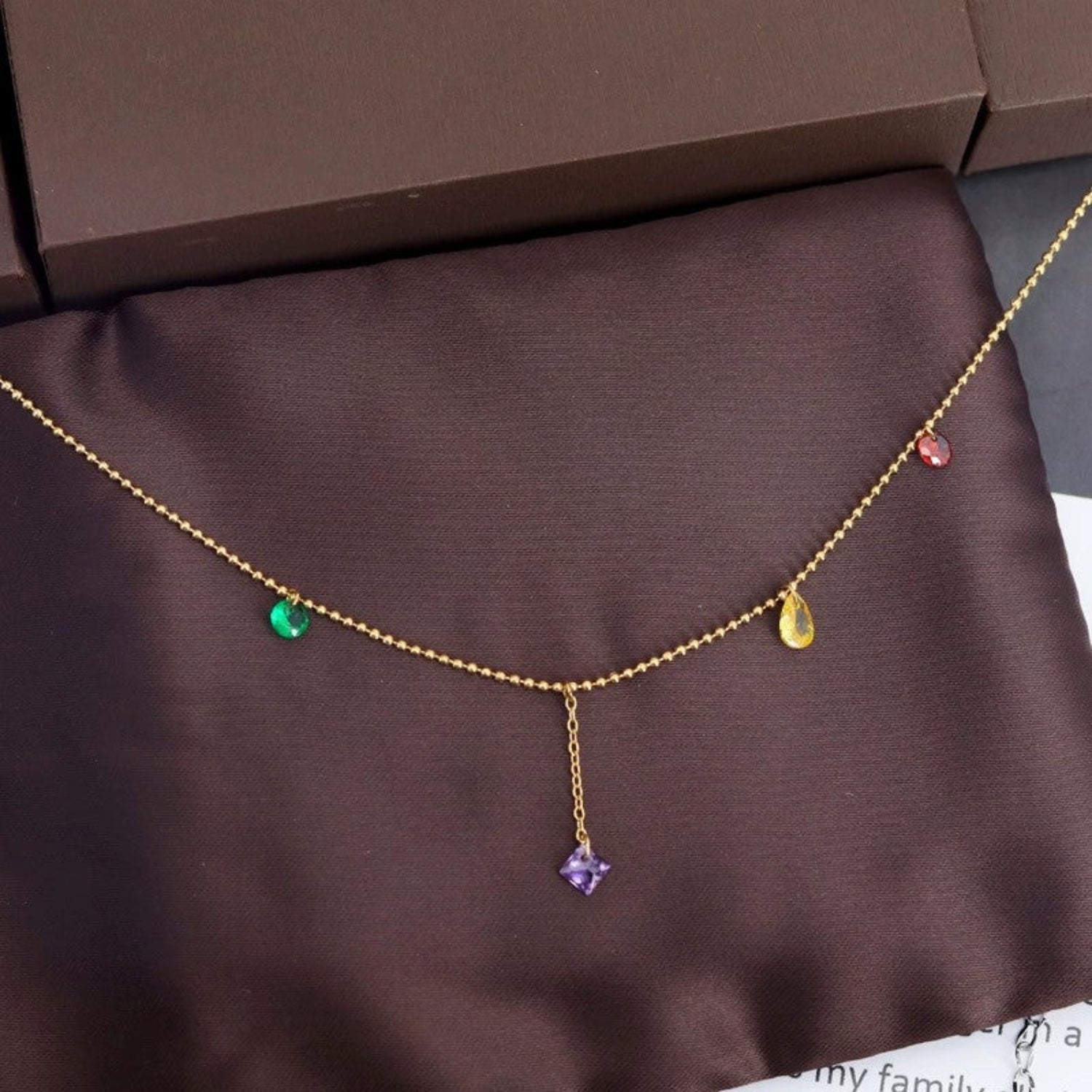 Just Lil Things Rainbow Gem Drop Necklace jltn1662