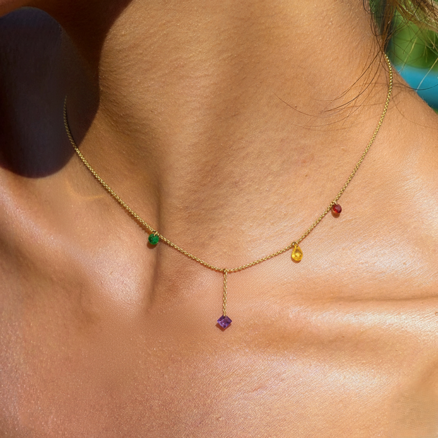 Just Lil Things Rainbow Gem Drop Necklace jltn1662