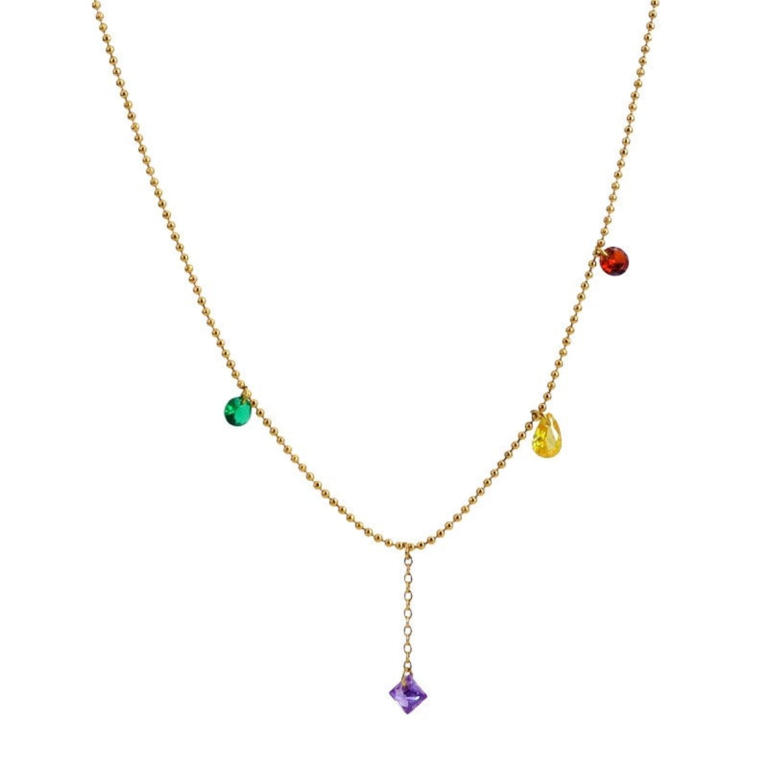Just Lil Things Rainbow Gem Drop Necklace jltn1662