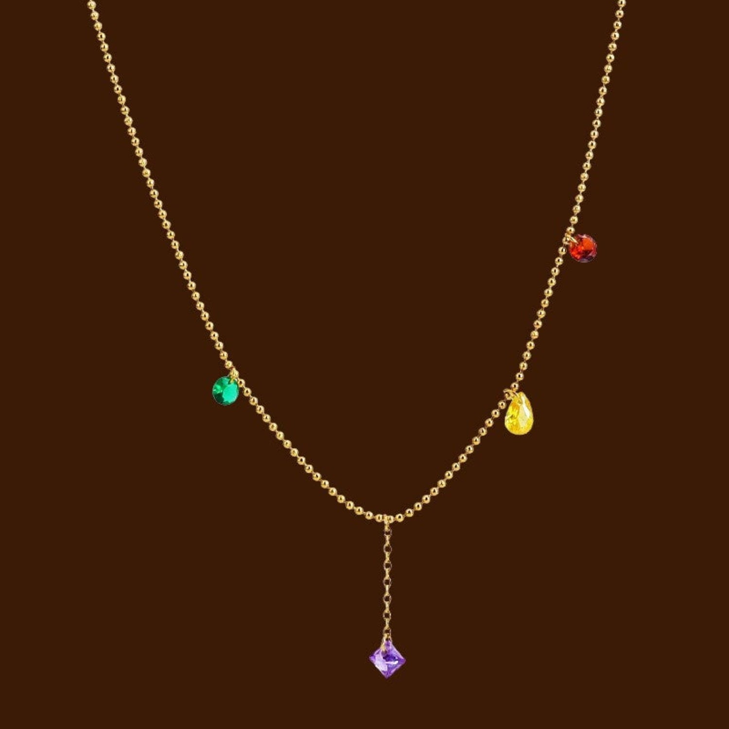 Just Lil Things Rainbow Gem Drop Necklace jltn1662