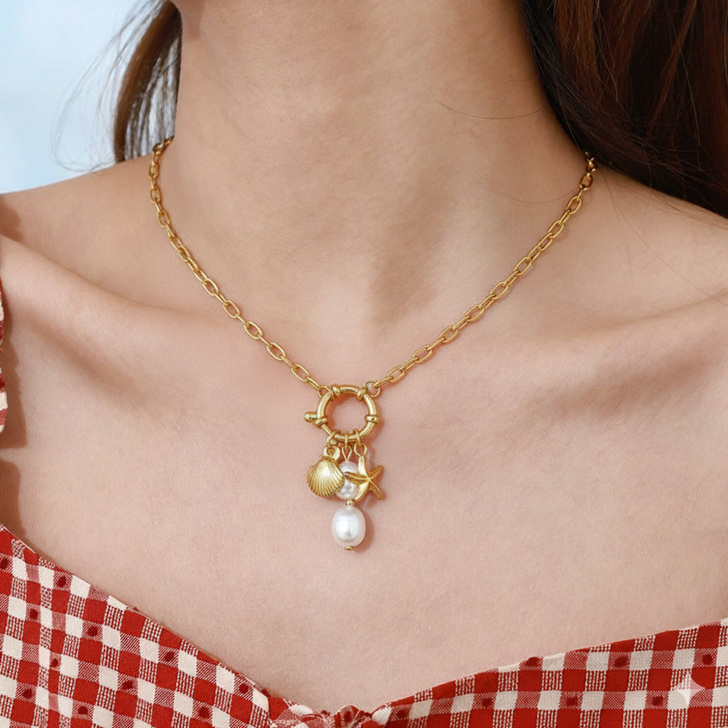 Just Lil Things Coastal Charm Pearl Necklace jltn1663