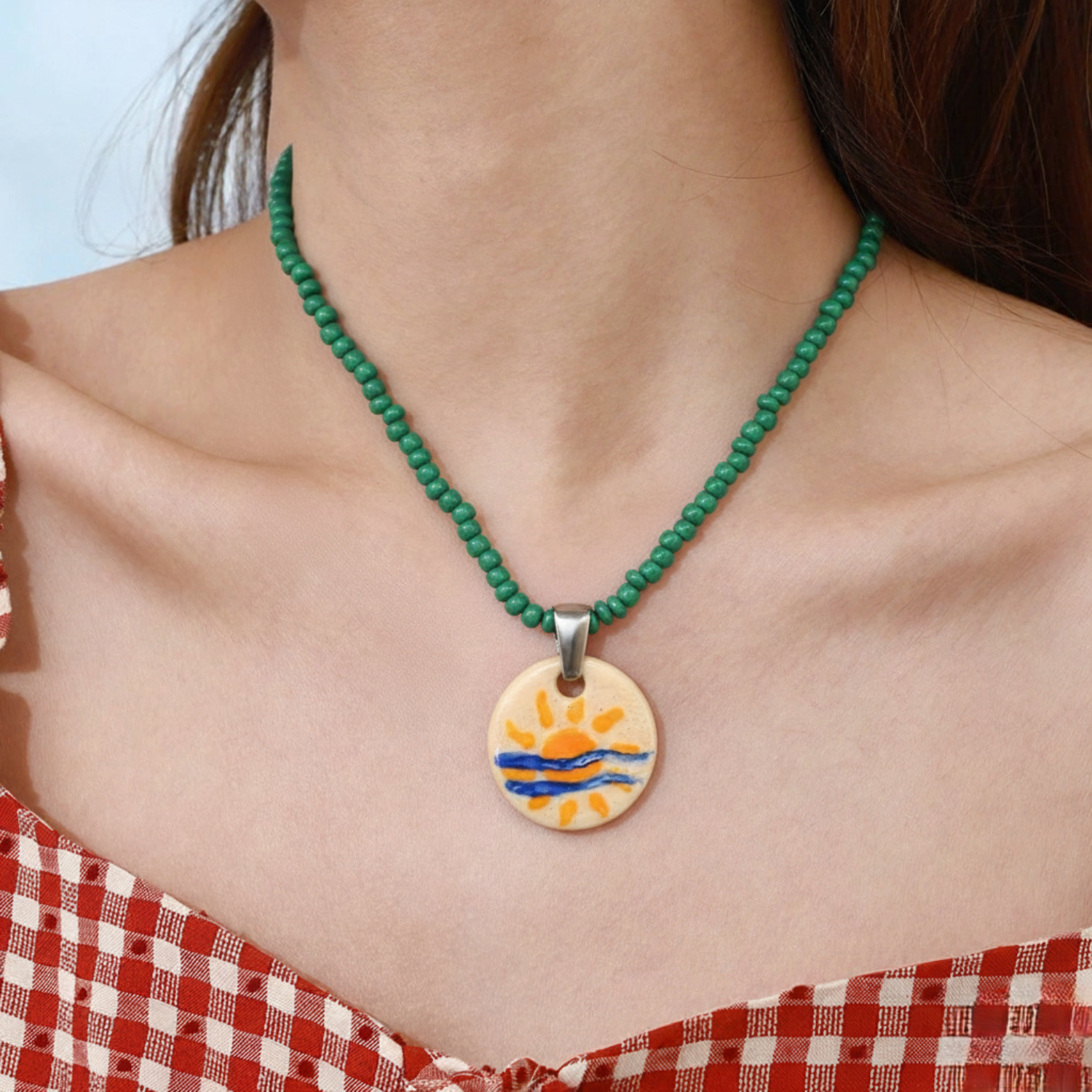 Just Lil Things Sunrise Over Waves Beaded Necklace jltn1666