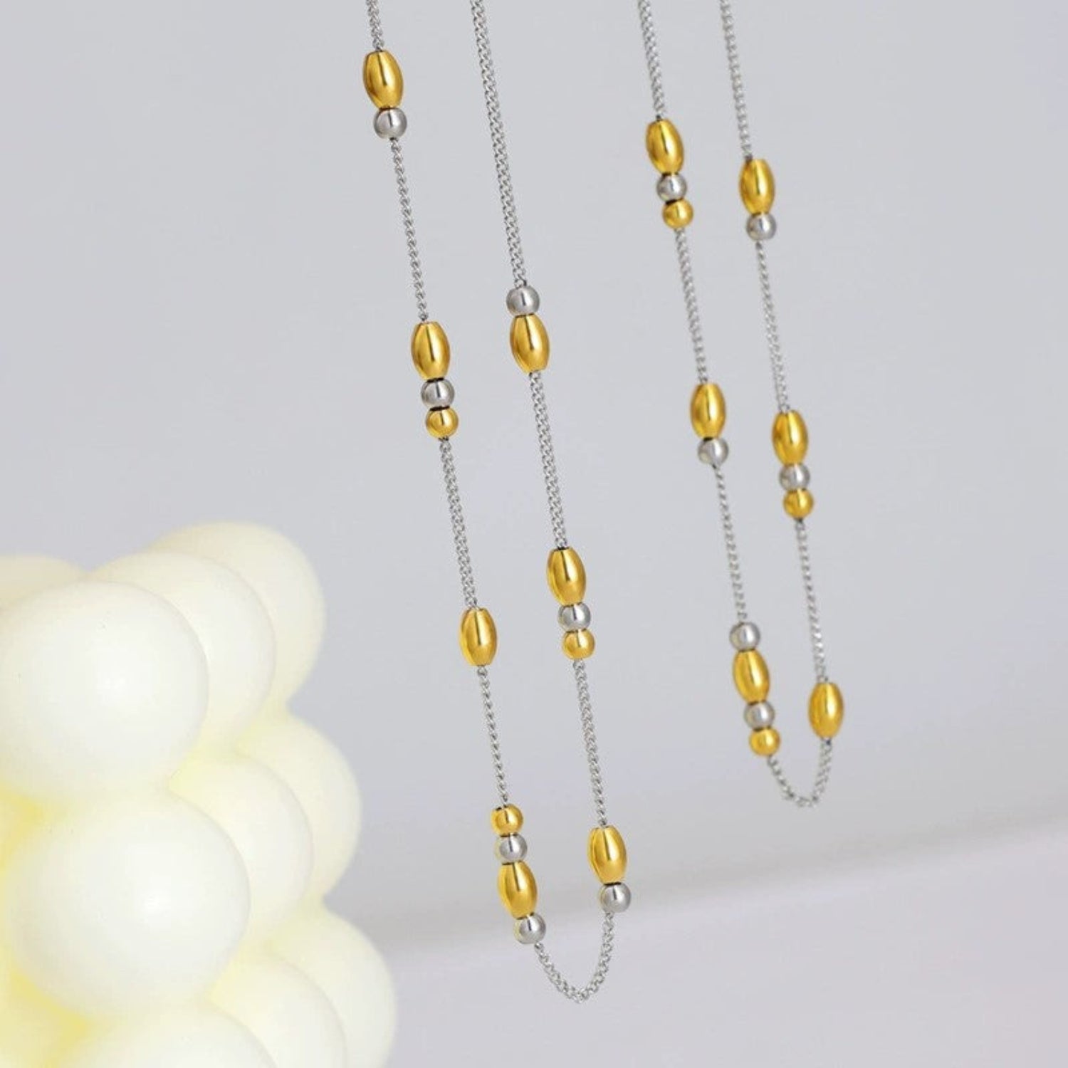 Just Lil Things Dual Tone Beaded Minimal Chain Necklace jltn1669