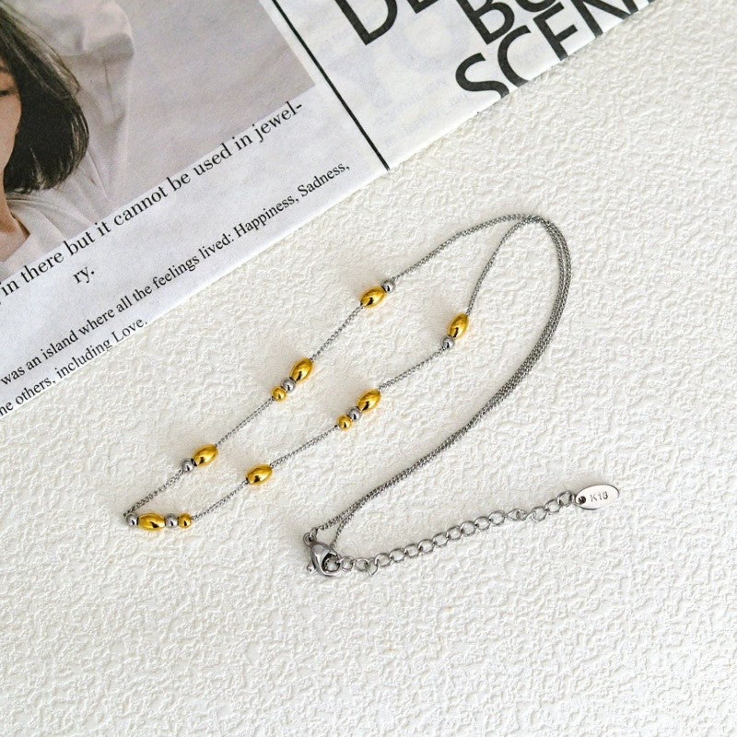 Just Lil Things Dual Tone Beaded Minimal Chain Necklace jltn1669