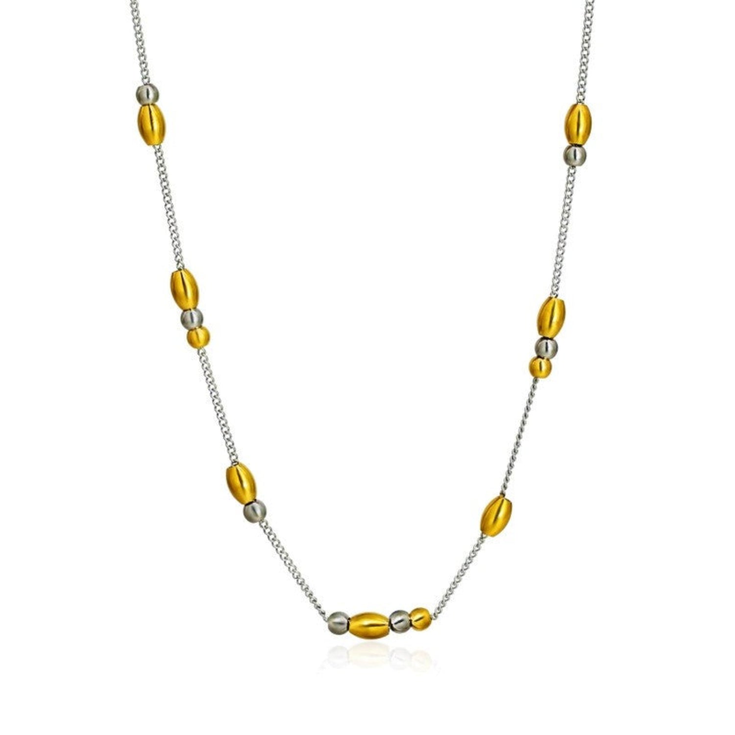 Just Lil Things Dual Tone Beaded Minimal Chain Necklace jltn1669