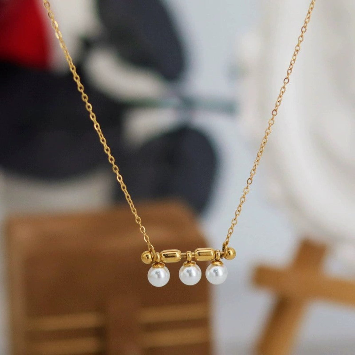 Just Lil Things Triple Pearl Drop Necklace jltn1673