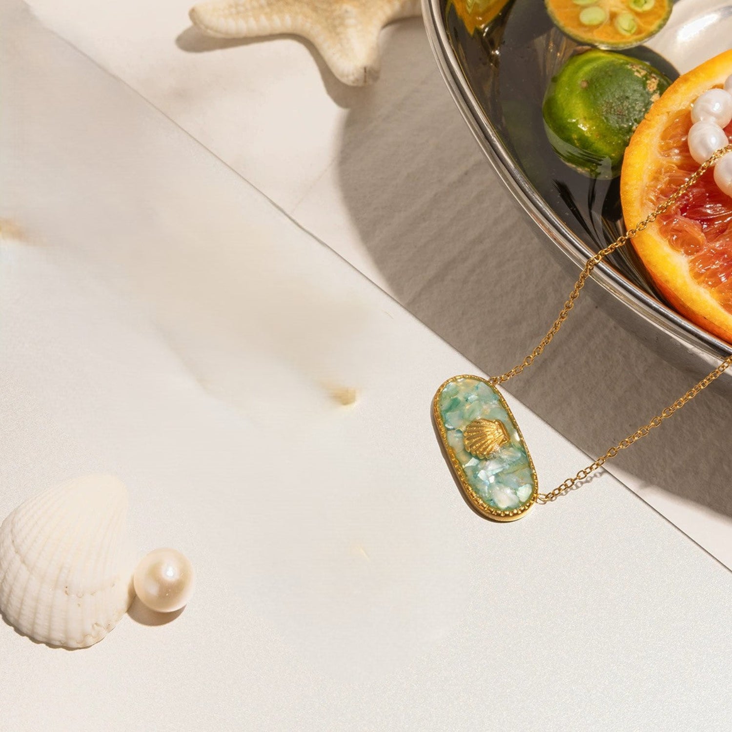 Just Lil Things Ocean Shell Stone Necklace jltn1675