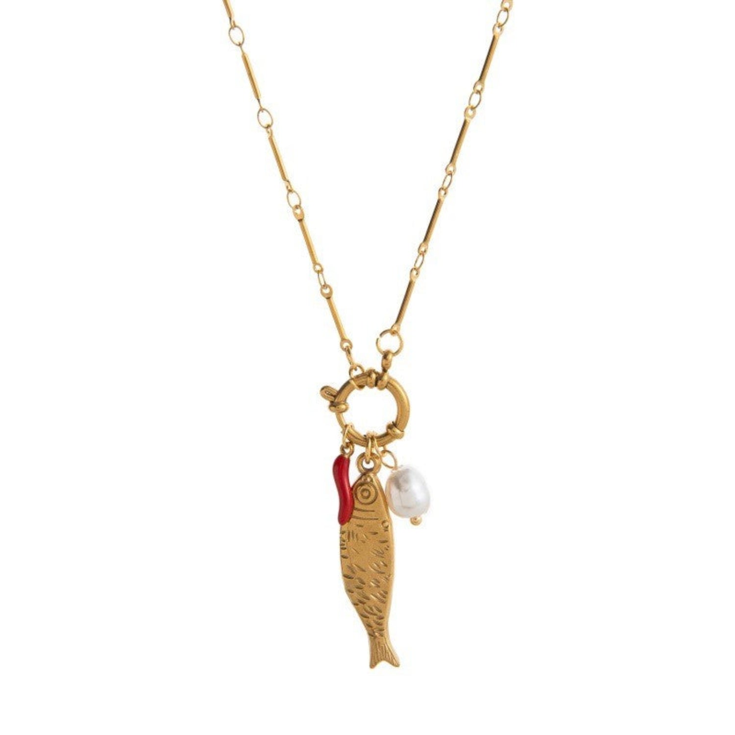Just Lil Things Golden Fish Charm Necklace jltn1678