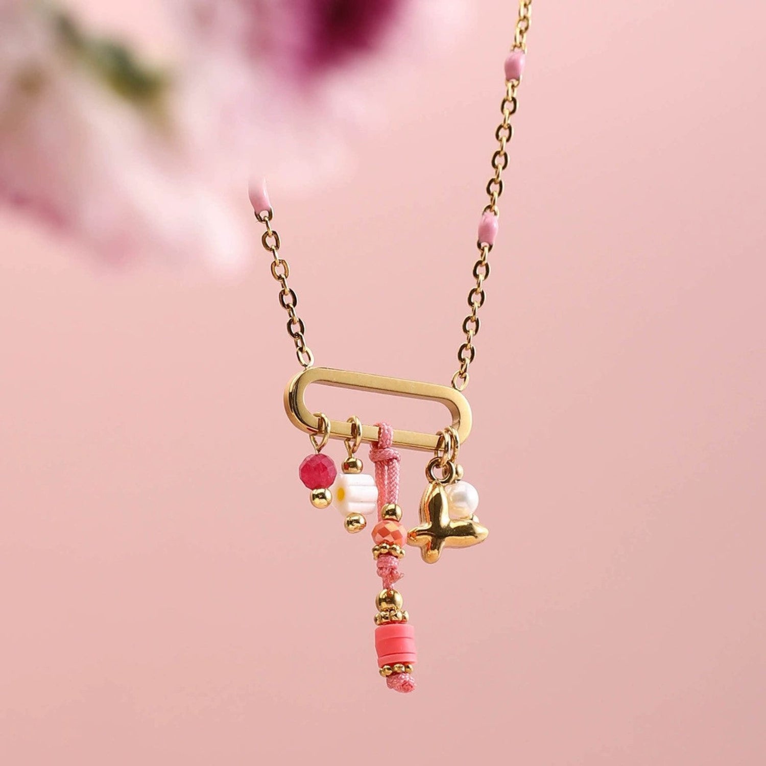 Just Lil Things Pink Playful Charm Necklace jltn1680