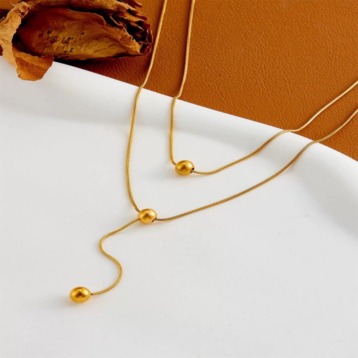 Layered Necklace With Triple Bead JLTN1691