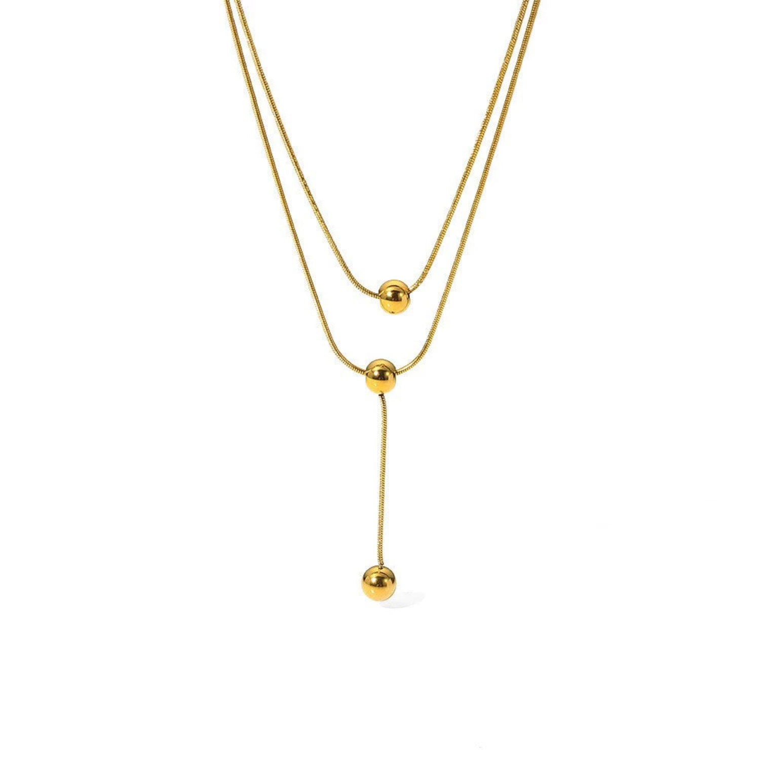 Layered Necklace With Triple Bead JLTN1691