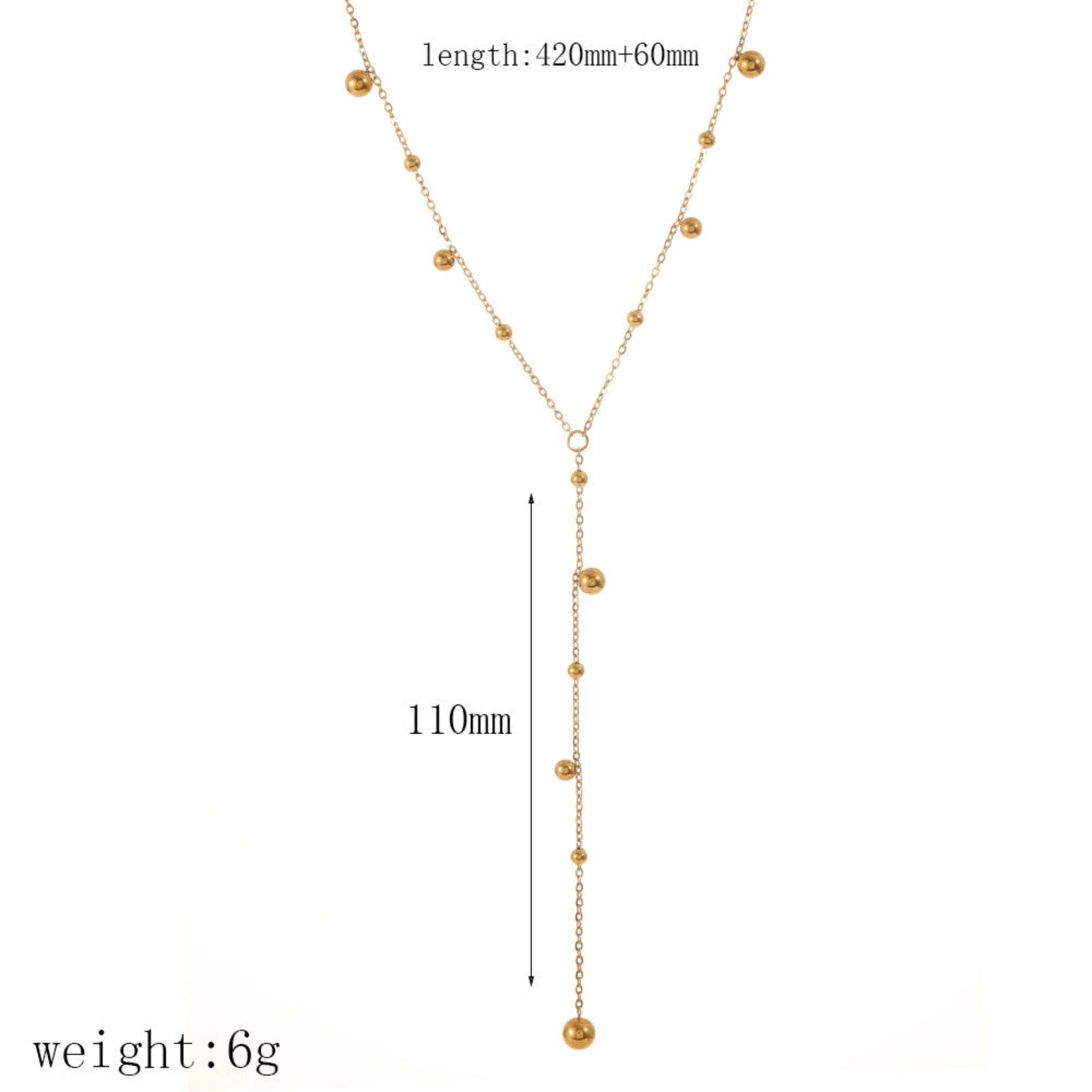 Gold Ball Bead Lariat Necklace JLTN1701