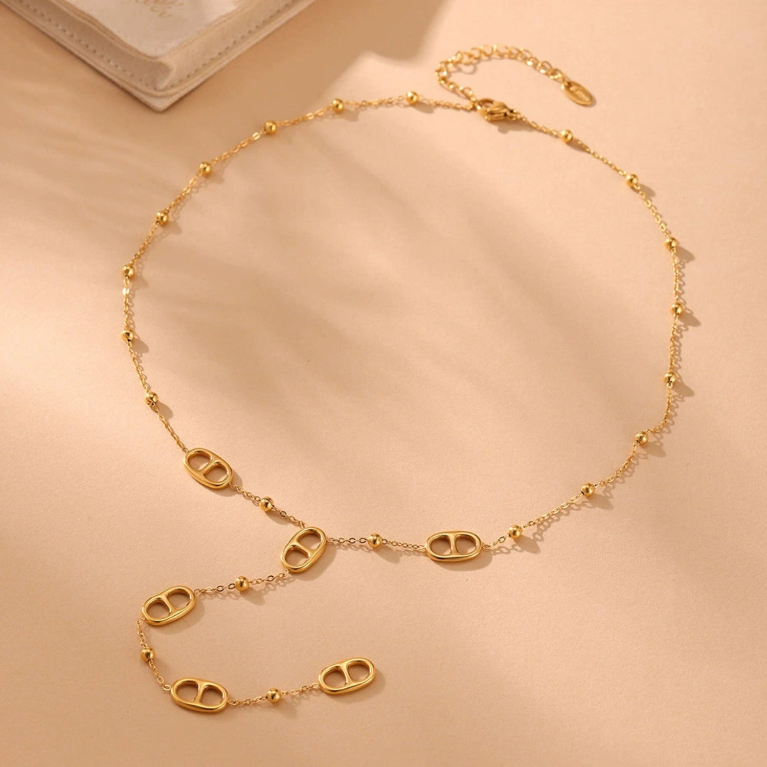 Modern Gold Pig Link Lariat Necklace JLTN1704