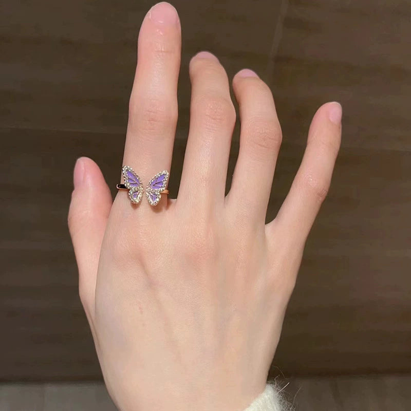 Just lil things Artificial Lilac Open Wing Butterfly – Sparkling Rings jltr0128