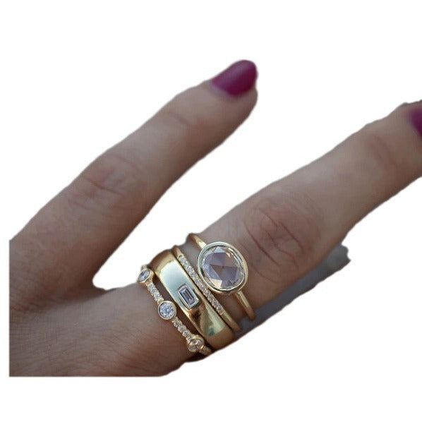 Fashionable Geometric Clear Zircon Luxe Rings JLTR0421