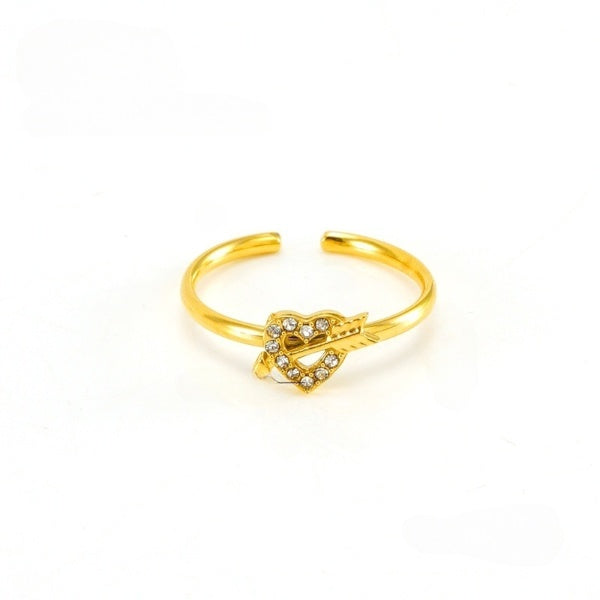 Vintage Arrow Through Heart Brooch Inlaid Pearl Gold Rings JLTR0424