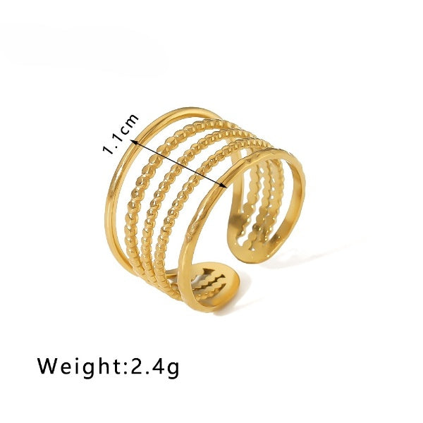 Elegant Multi-Band Textured Gold Statement Ring JLTR0454