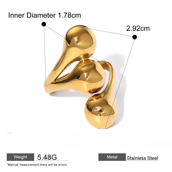 Unique Sleek Twisted Band Tri Ball Gold Rings JLTR0462