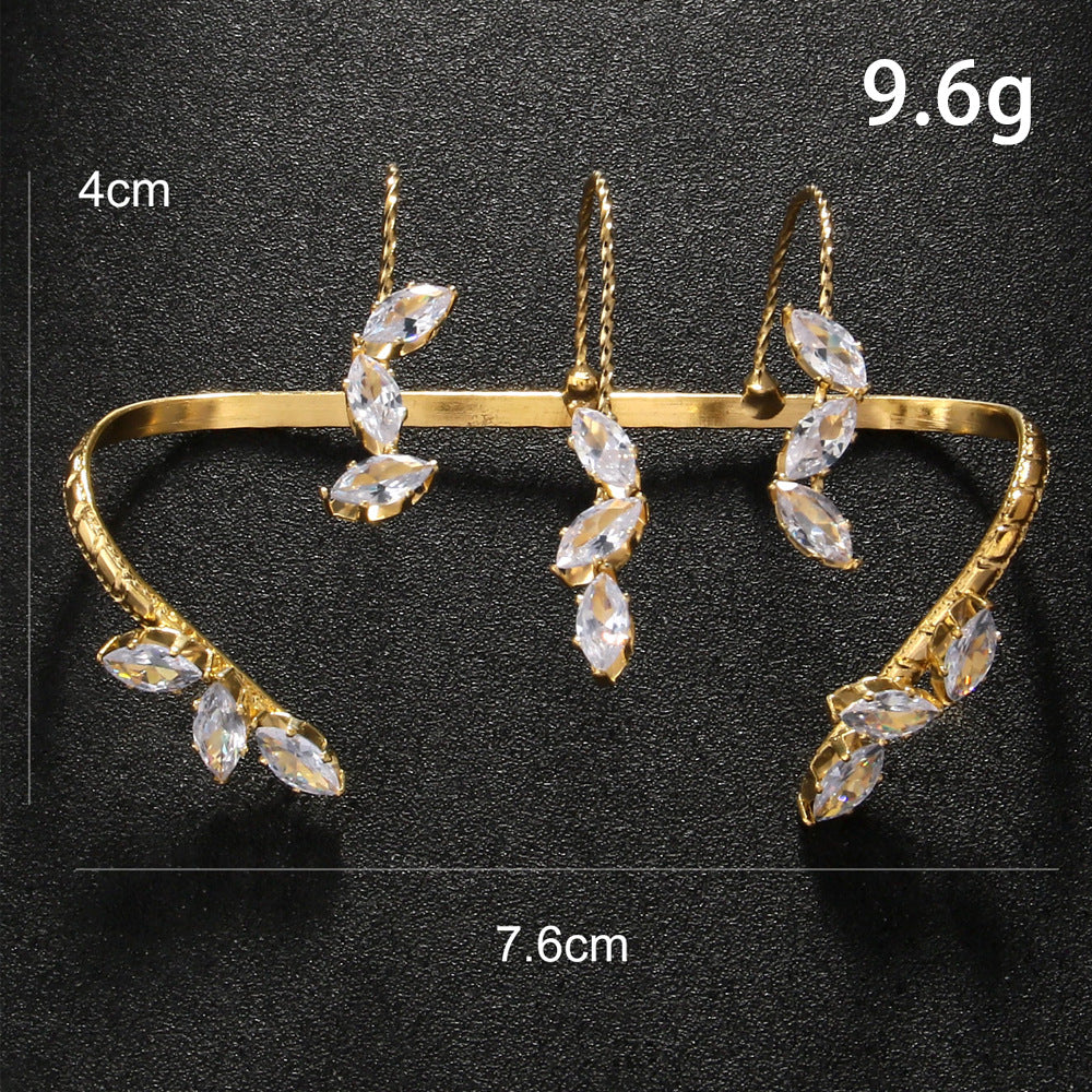 Crystal Leaf Multi-Finger Gold Statement Ring jltr0505