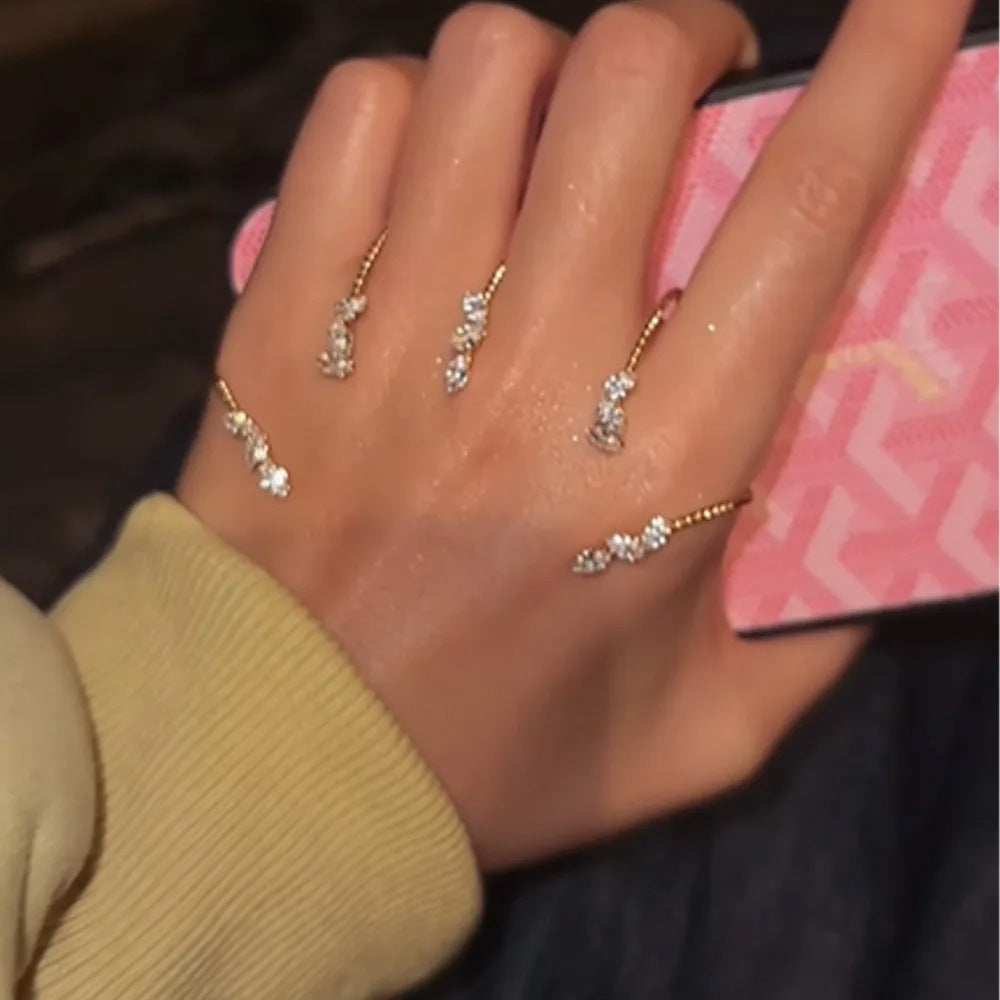 Crystal Leaf Multi-Finger Gold Statement Ring jltr0505