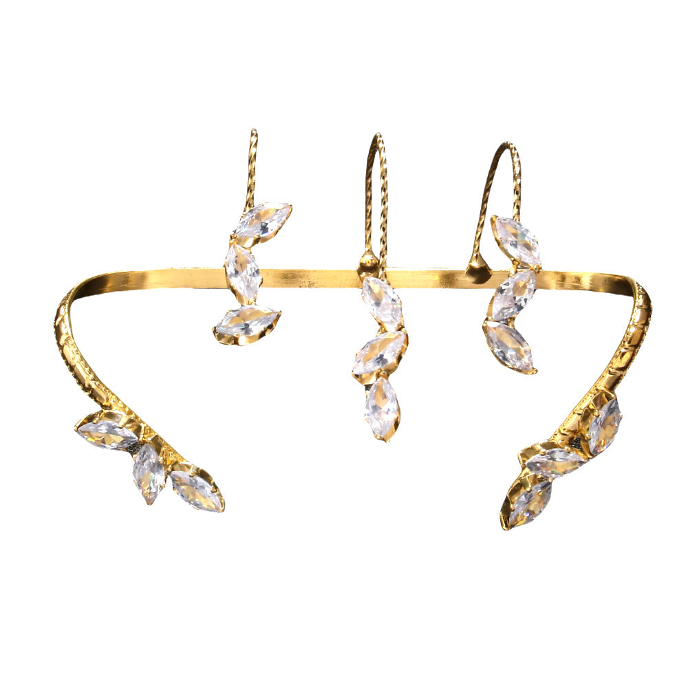 Crystal Leaf Multi-Finger Gold Statement Ring jltr0505