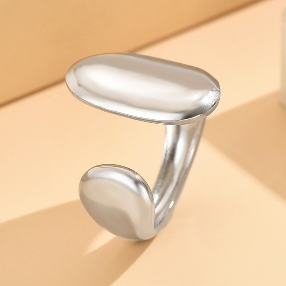 retro Baroque style large glossy stainless steel silver ring JLTR0521