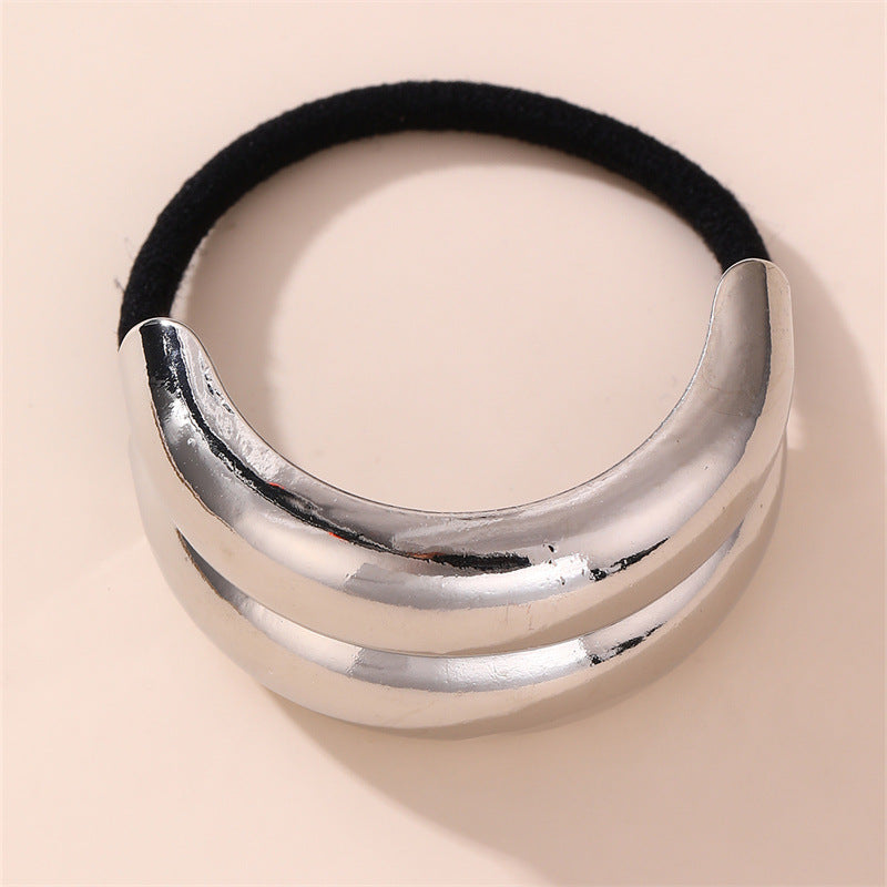 Metal Geometric Silver Elastic Hair Ties jlts0493