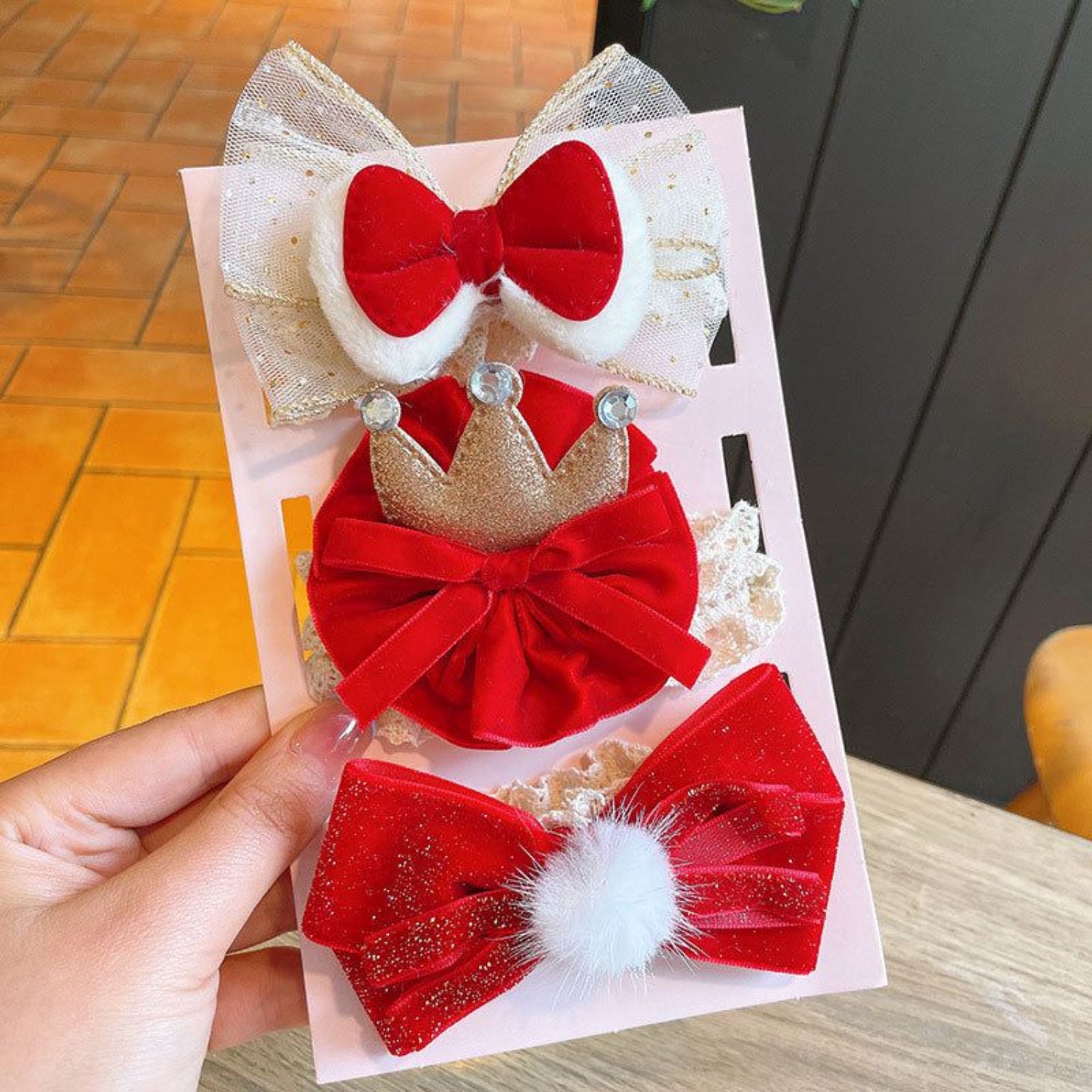 Just Lil Things Red Velvet Princess Hair Tie Set (Pack of 3) jlts0563