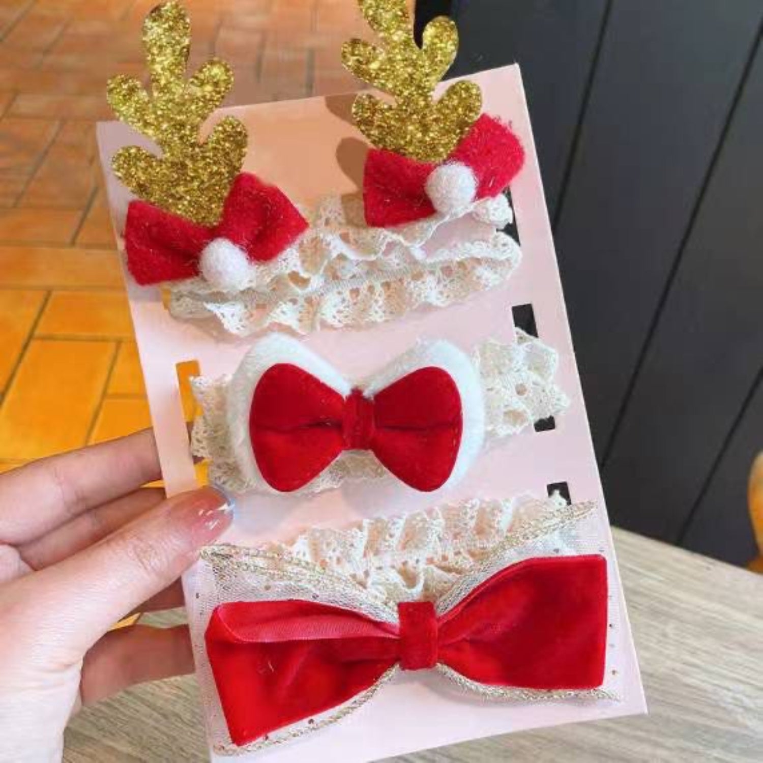 Just Lil Things Christmas Red Bow Hair Tie Set (Pack of 3)  jlts0565