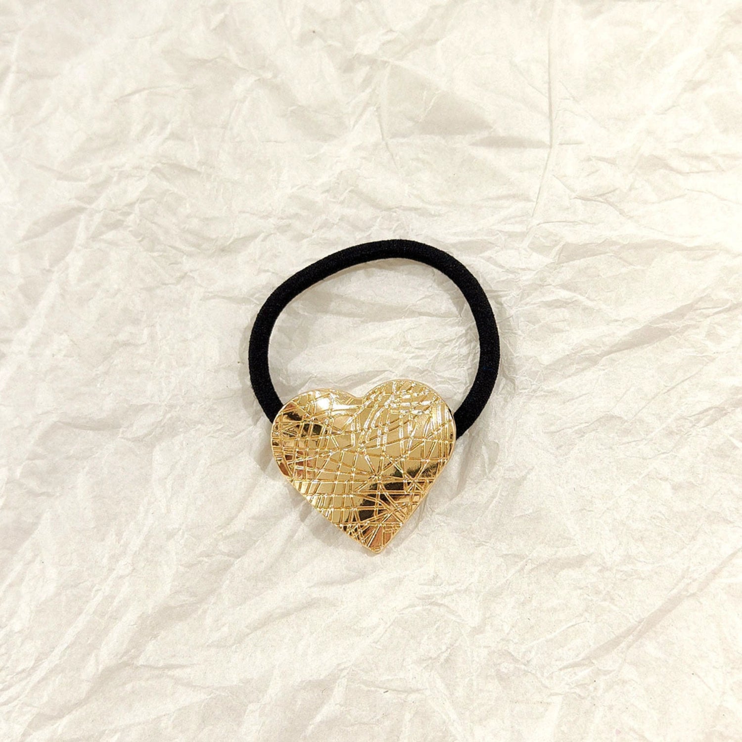 Golden Mesh Heart Hair Tie jlts0570