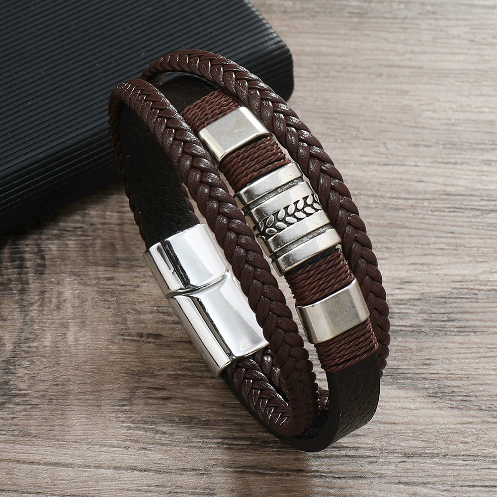 Brown Multi-Layer Leather Bracelet mb0032