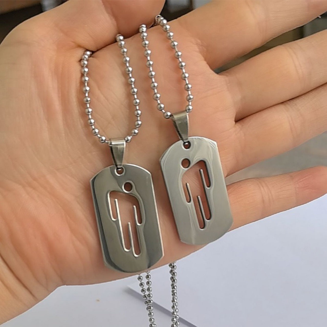 simple stainless steel villain necklace hip-hop trend military brand pendant sweater chain mn0054