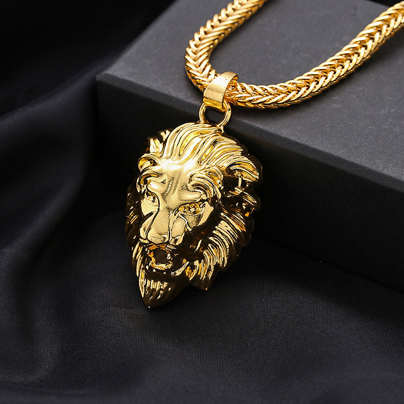 Lion Head Pendant Gold Thick Necklace MN0024