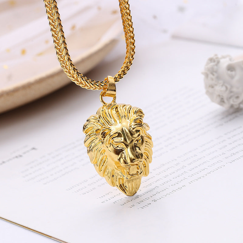 Lion Head Pendant Gold Thick Necklace MN0024