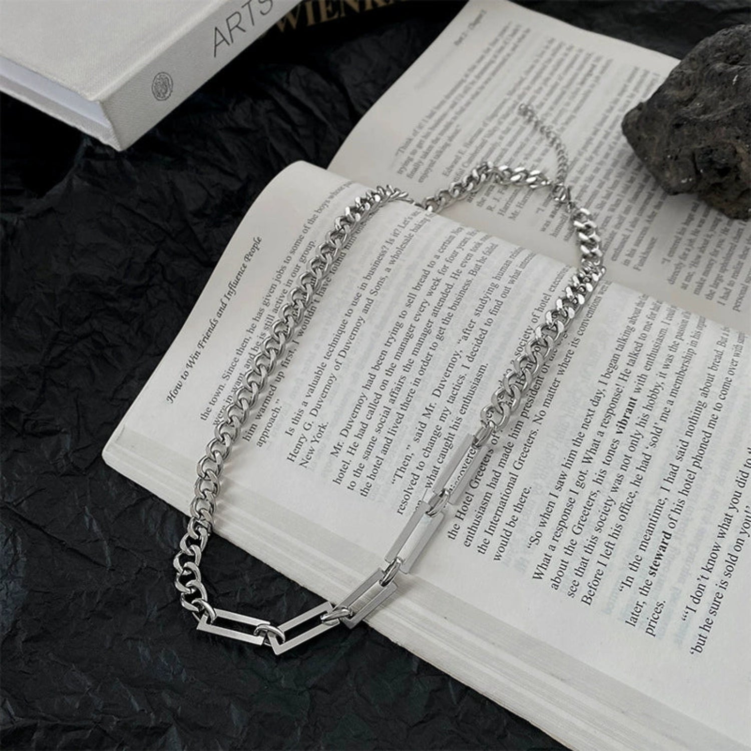 Hip-hop splicing titanium steel necklace mn0036