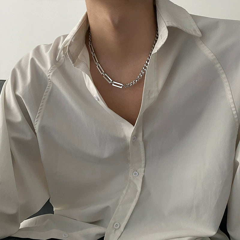 Hip-hop splicing titanium steel necklace mn0036
