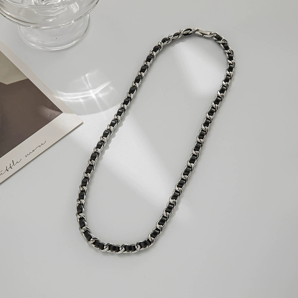 titanium steel leather design chain mn0052