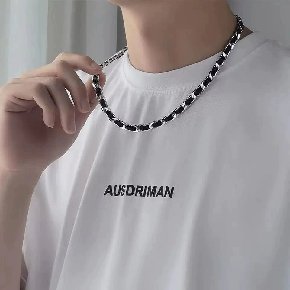 titanium steel leather design chain mn0052