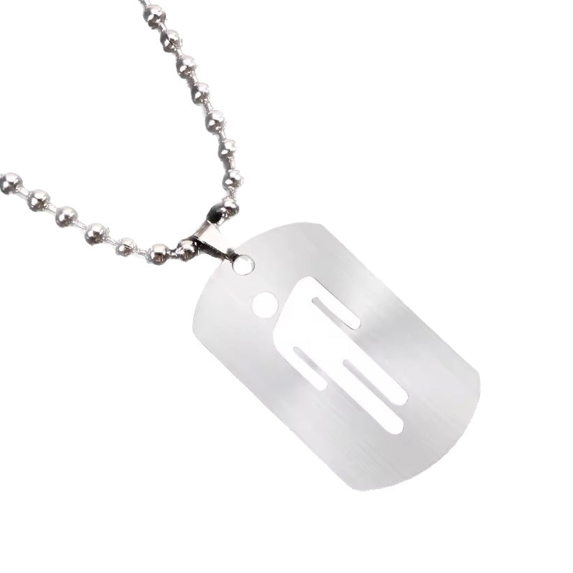 simple stainless steel villain necklace hip-hop trend military brand pendant sweater chain mn0054