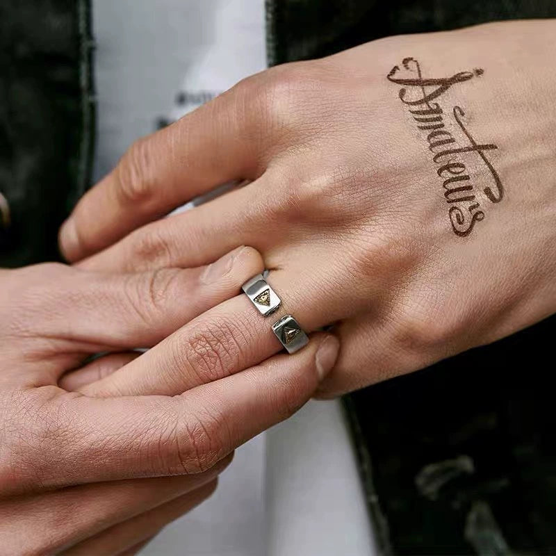 Retro Gothic Letter Open Ring Adjustable Ring mr0007
